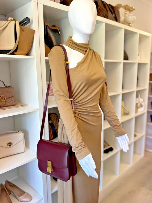 CÉLINE Medium Classic Box leather burgundy Crossbody Bag