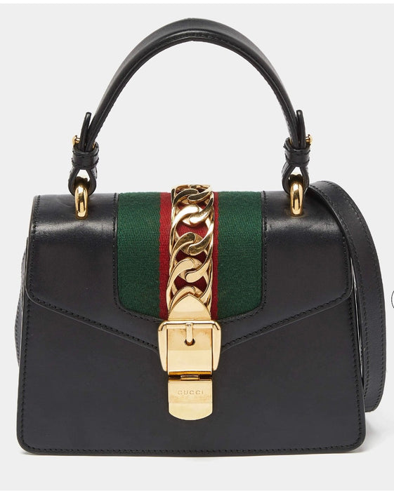 Gucci Sylvie black mini top handle bag