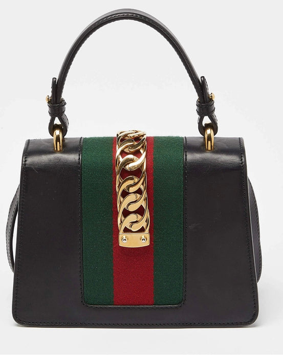 Gucci Sylvie black mini top handle bag