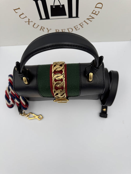 Gucci Sylvie black mini top handle bag