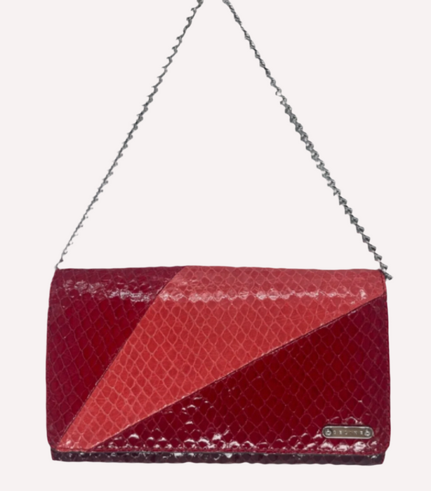 Celine Triton Leather Wallet on Chain (WOC) - Red