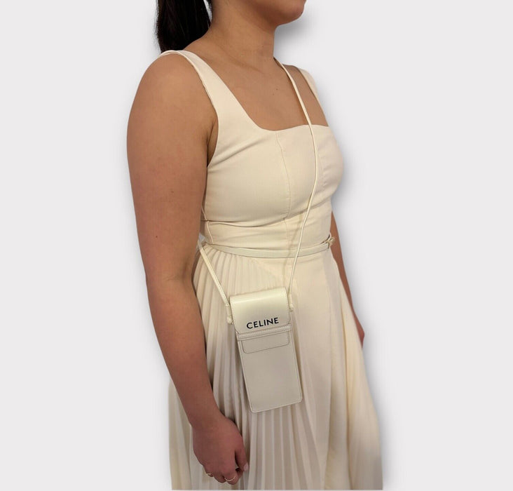 Celine Leather Sling Pouch - White