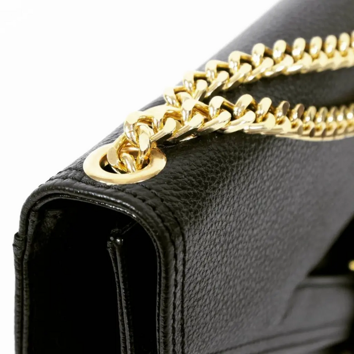 Saint Laurent Leather Chain Envelope Shoulder Bag - Black
